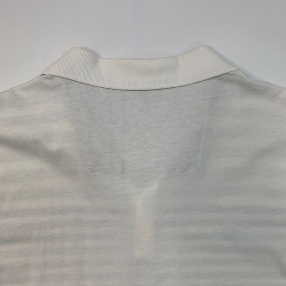 Calvin Klein Polo Shirt Men XL Extra Large White Grey Stripe Cotton Short Sleeve - Picture 9 of 11